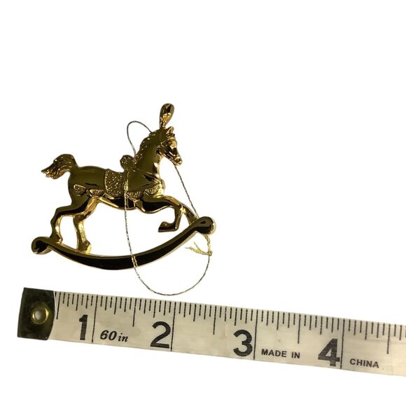 Vtg Camerlane 24K Gold Finish Rocking Horse Christmas Ornament 2.5" - Picture 4 of 4